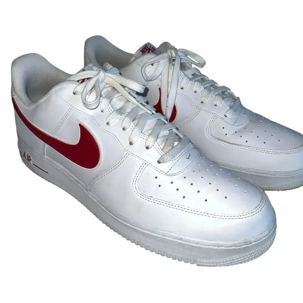 Nike Air Force 1 Low A02423-102 White/ Gym Red Leather Shoes Men 15 - Picture 2 of 15